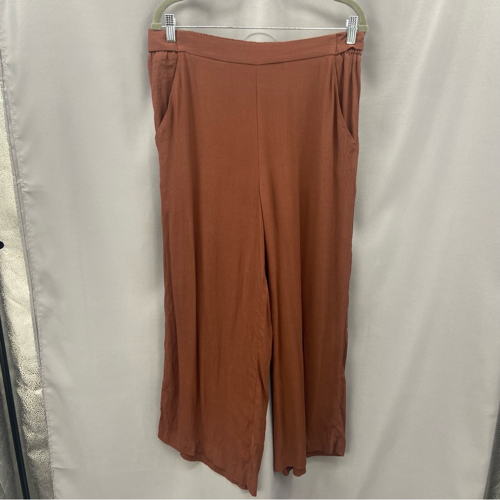 Aritzia Rust Wide-Leg Trousers